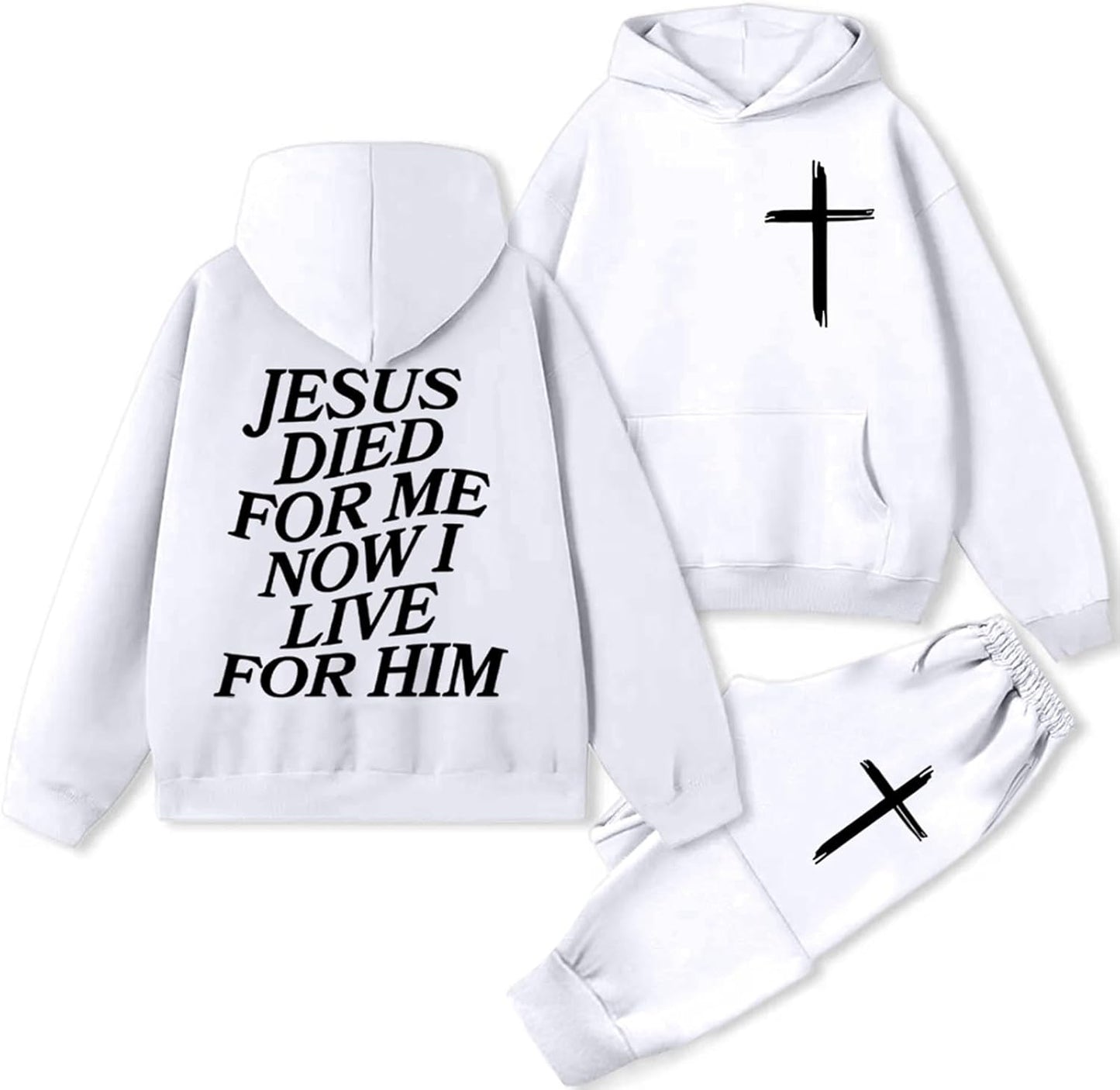 Women 2 Piece Sweatsuit Christian Oversized Jesus Hoodies and Sweatpants Set Athletic Long Sleeve Casual Faith Tracksuit
