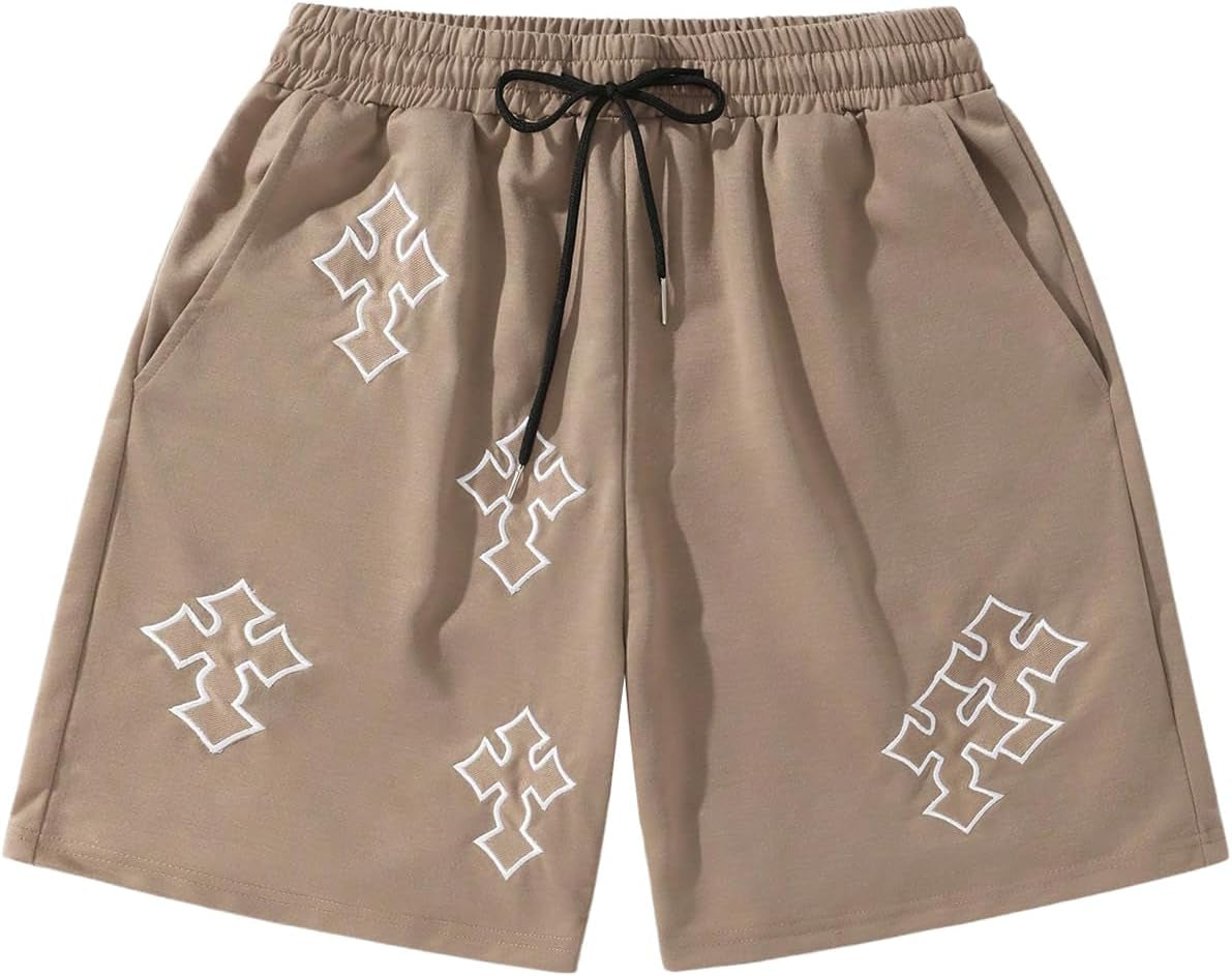 Men'S Cross Graphic Workout Running Shorts Goth Drawstring Waist Cool Track Shorts