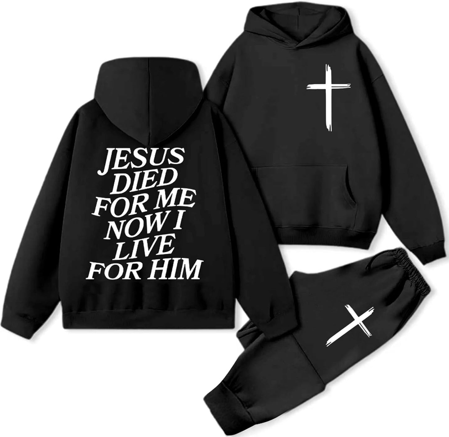 Women 2 Piece Sweatsuit Christian Oversized Jesus Hoodies and Sweatpants Set Athletic Long Sleeve Casual Faith Tracksuit