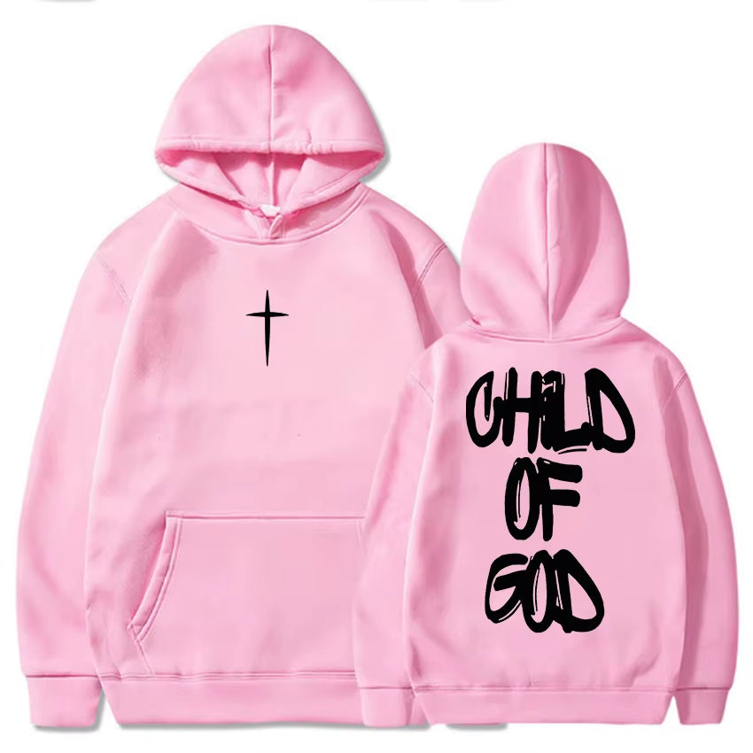 Child of God Jesus Faith Christian Hoodies Winter Warm Fleece Male Hooded Sweatshirt Letter Graphic Printing Pullover Streetwear