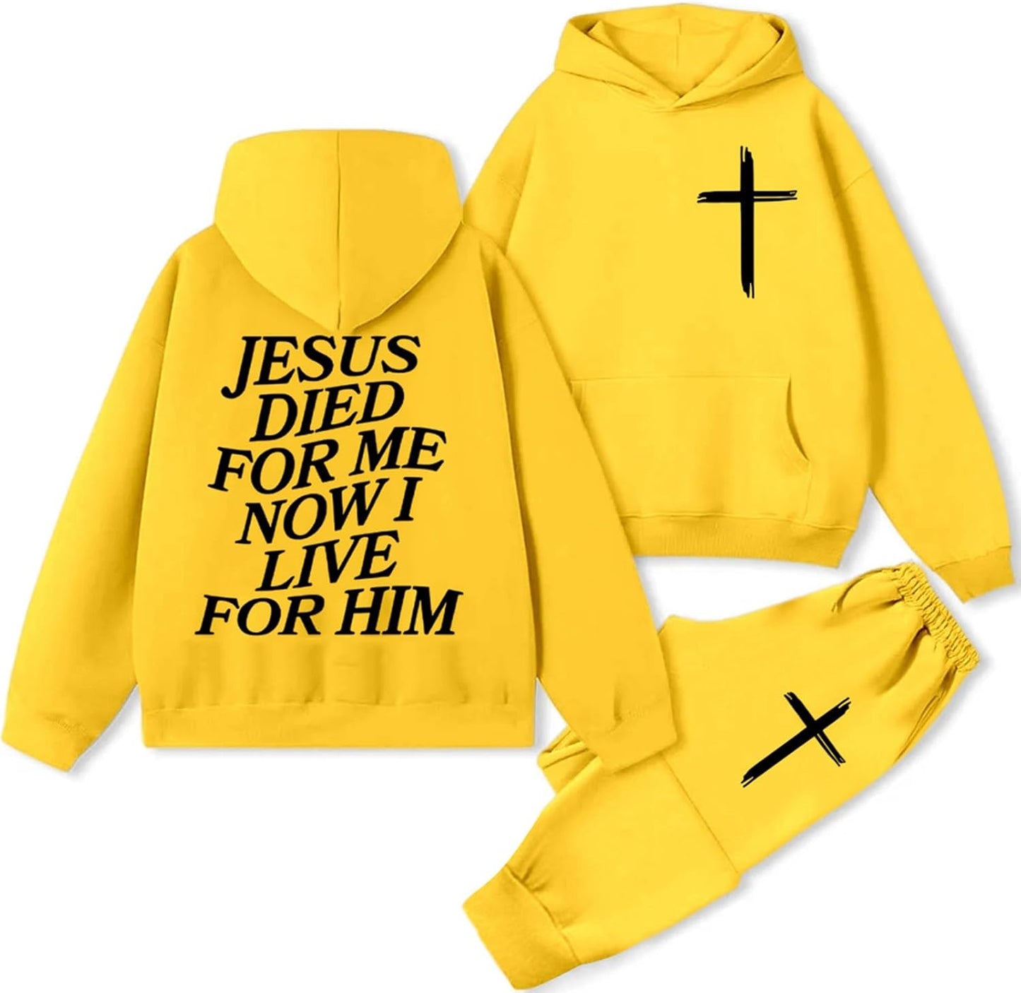 Women 2 Piece Sweatsuit Christian Oversized Jesus Hoodies and Sweatpants Set Athletic Long Sleeve Casual Faith Tracksuit