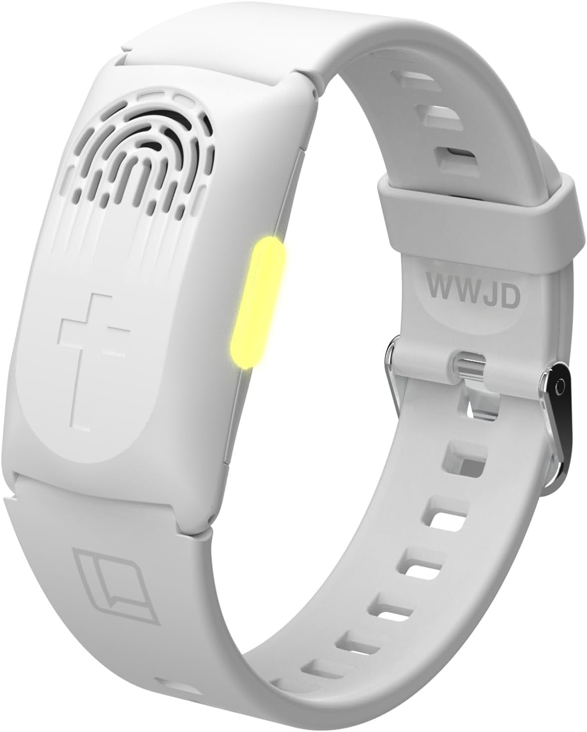 Wearable Audio Wrist Band, WWJD Bracelet and Audio Bible, 300+ Verses from NIV, Jesus Bracelet Speaker, Christian Wristband, Christian Gifts for Men, Christian Gifts for Woman (White)