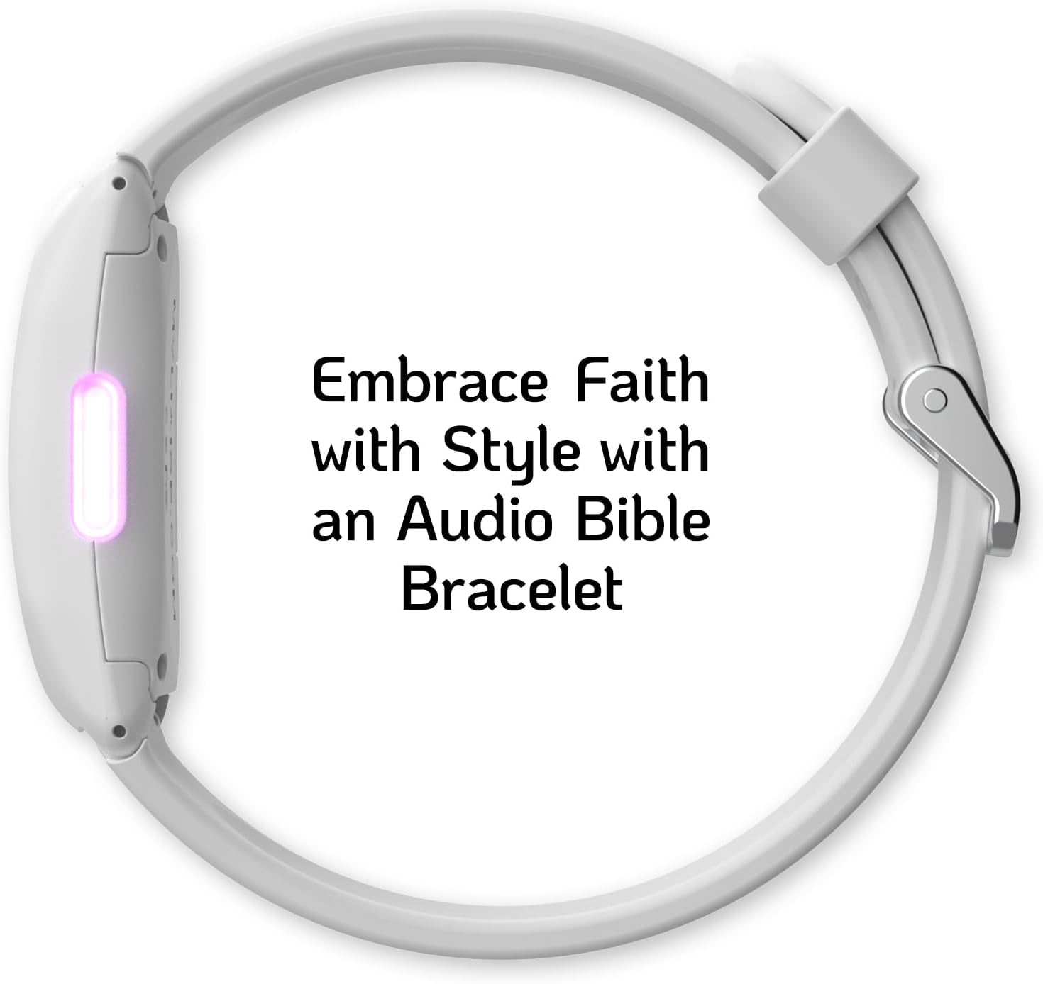 Wearable Audio Wrist Band, WWJD Bracelet and Audio Bible, 300+ Verses from NIV, Jesus Bracelet Speaker, Christian Wristband, Christian Gifts for Men, Christian Gifts for Woman (White)