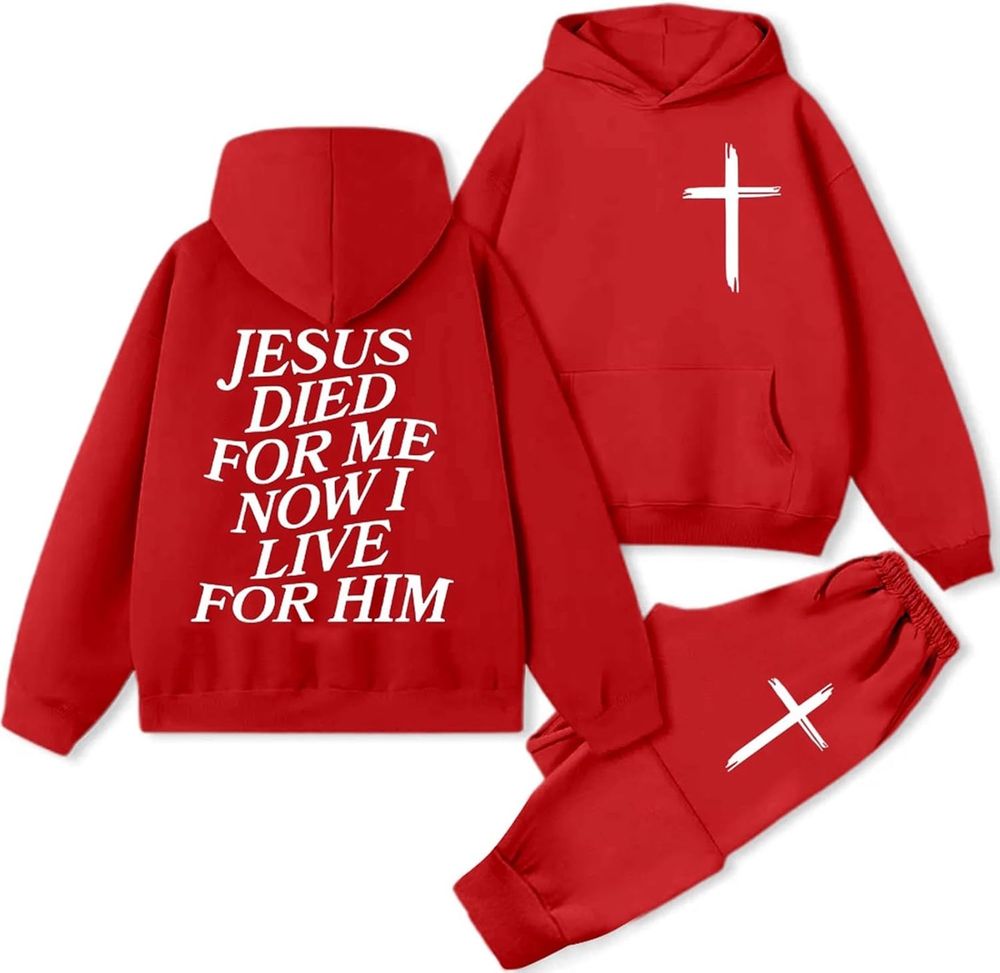 Women 2 Piece Sweatsuit Christian Oversized Jesus Hoodies and Sweatpants Set Athletic Long Sleeve Casual Faith Tracksuit