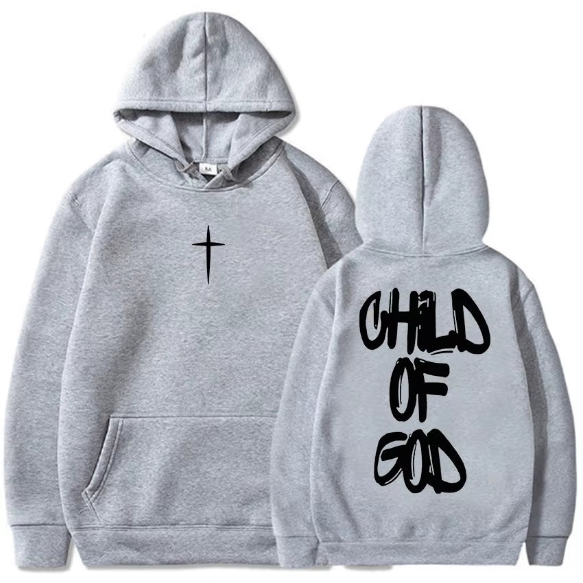 Child of God Jesus Faith Christian Hoodies Winter Warm Fleece Male Hooded Sweatshirt Letter Graphic Printing Pullover Streetwear