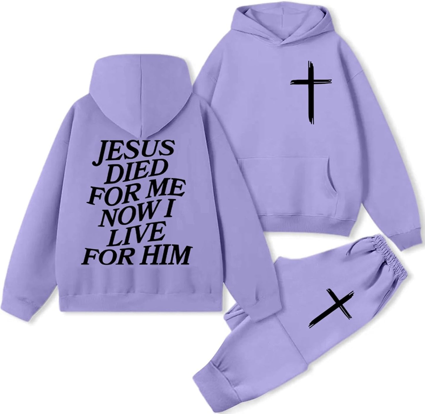 Women 2 Piece Sweatsuit Christian Oversized Jesus Hoodies and Sweatpants Set Athletic Long Sleeve Casual Faith Tracksuit