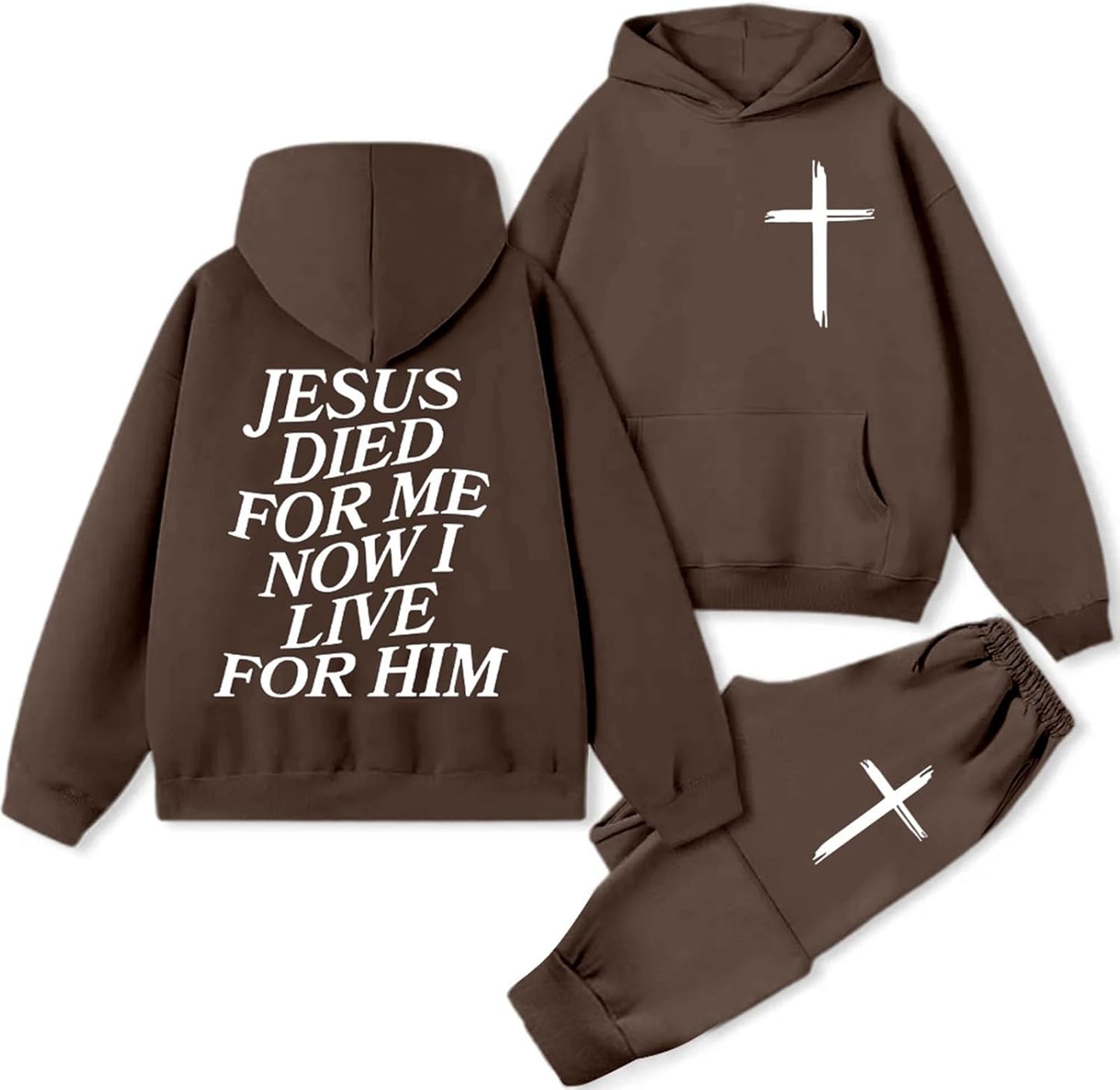 Women 2 Piece Sweatsuit Christian Oversized Jesus Hoodies and Sweatpants Set Athletic Long Sleeve Casual Faith Tracksuit