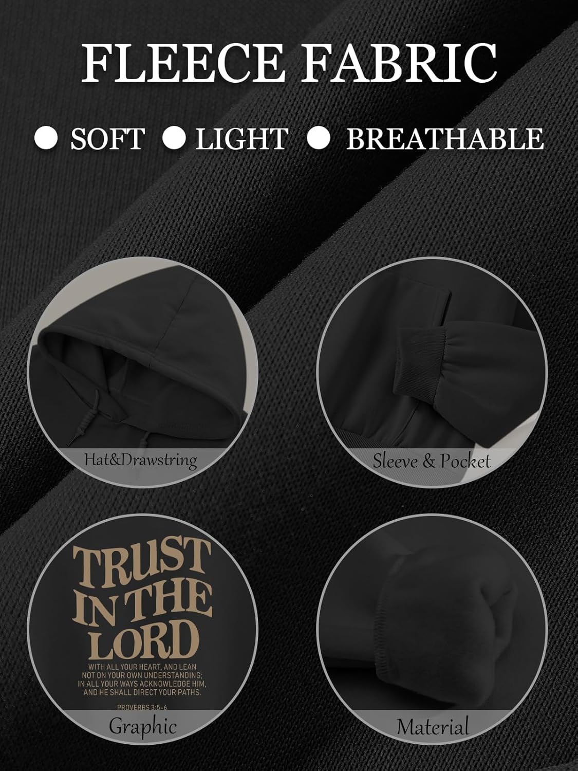 Trust in the Lord Graphic Hoodies Christian Faith Sweatshirts for Women Bible Verse Religious Hoodie Pullover Tops