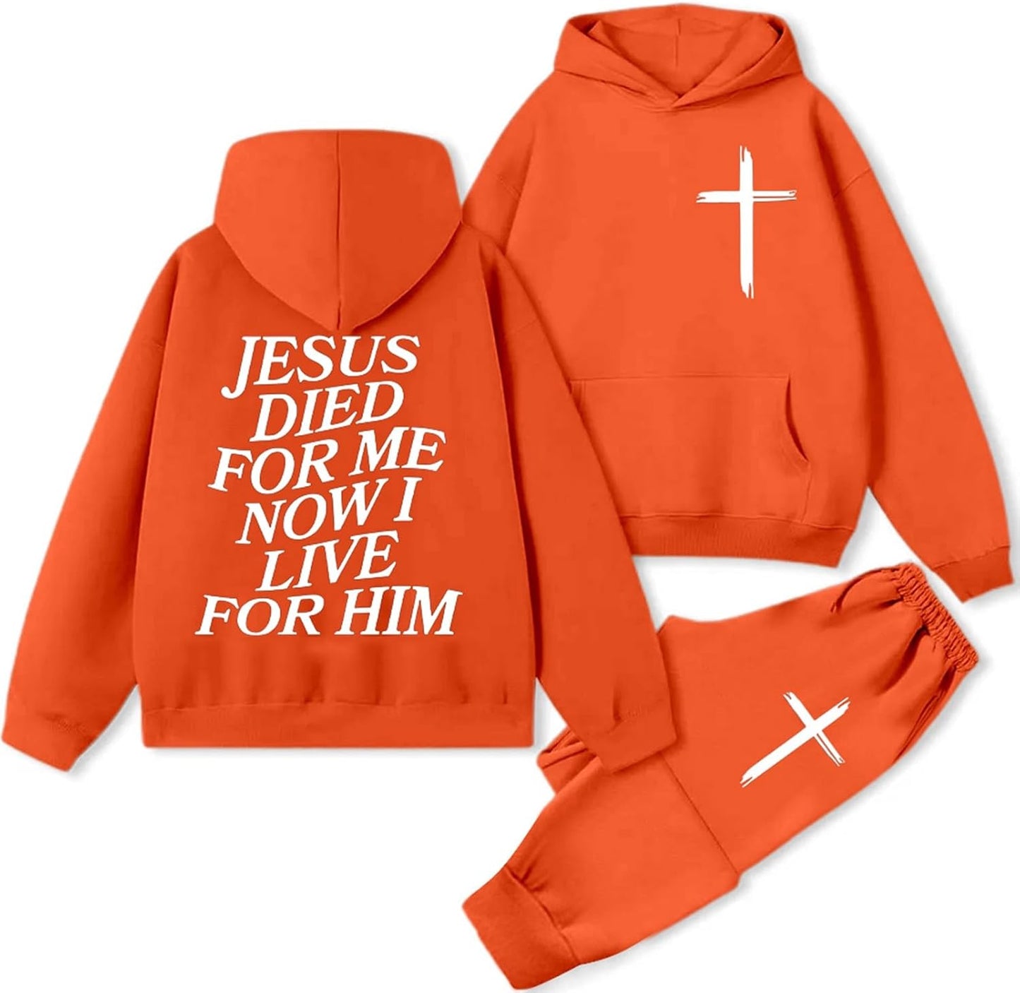 Women 2 Piece Sweatsuit Christian Oversized Jesus Hoodies and Sweatpants Set Athletic Long Sleeve Casual Faith Tracksuit
