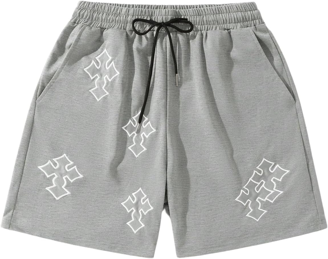 Men'S Cross Graphic Workout Running Shorts Goth Drawstring Waist Cool Track Shorts