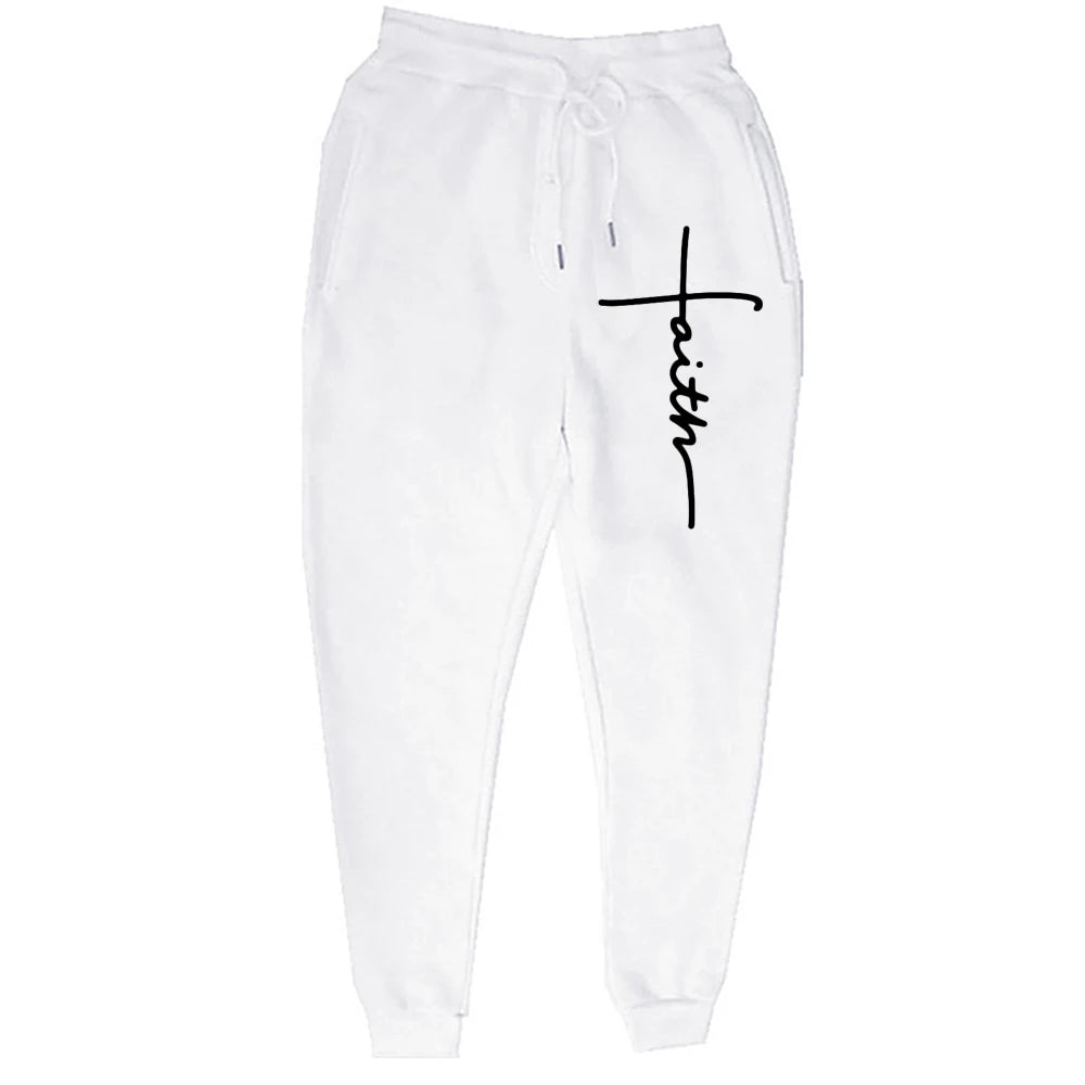 Christian Apparel Faith Sweatpants Religious Print Fleece Trousers Jesus Unisex Hip Hop Streetwear Jogging Pants