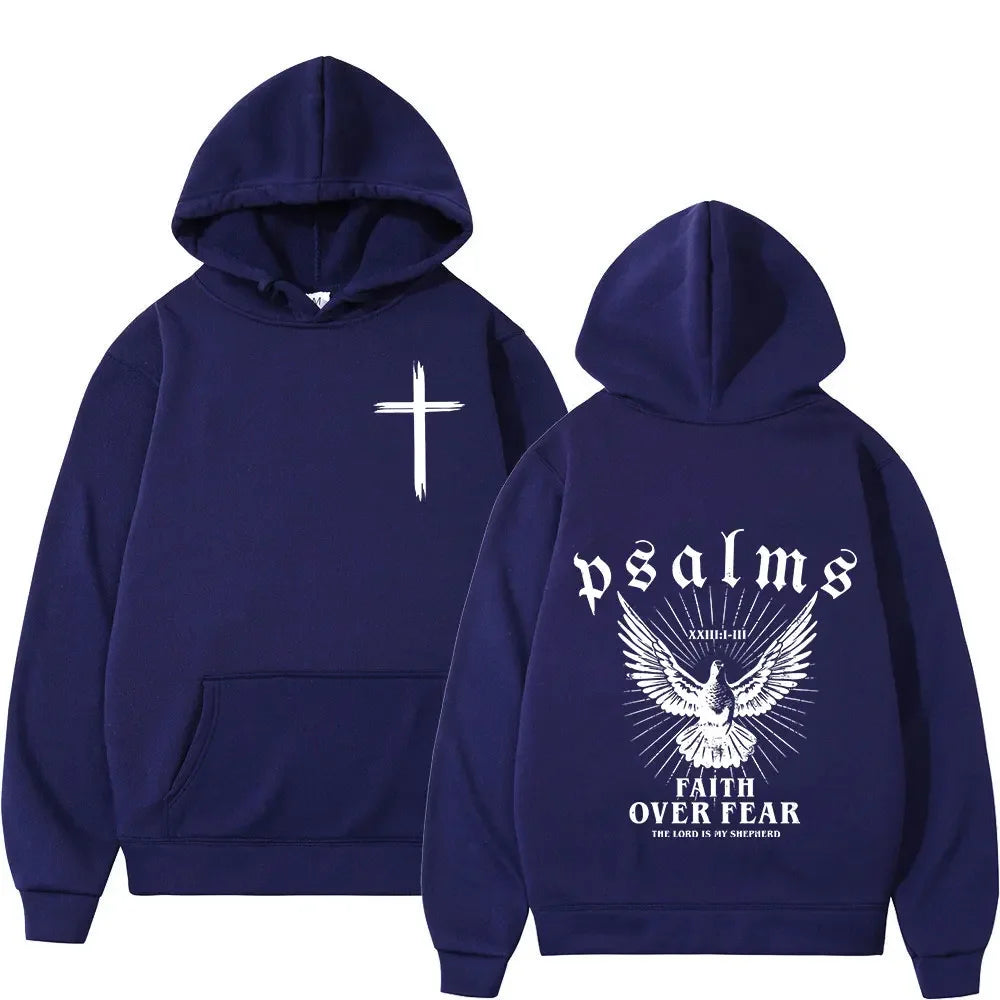 Christian Jesus Faith over Fear Bible Verse Hoodies Men'S Women High Quality Sweatshirts Fashion Vintage Pullovers Streetwear