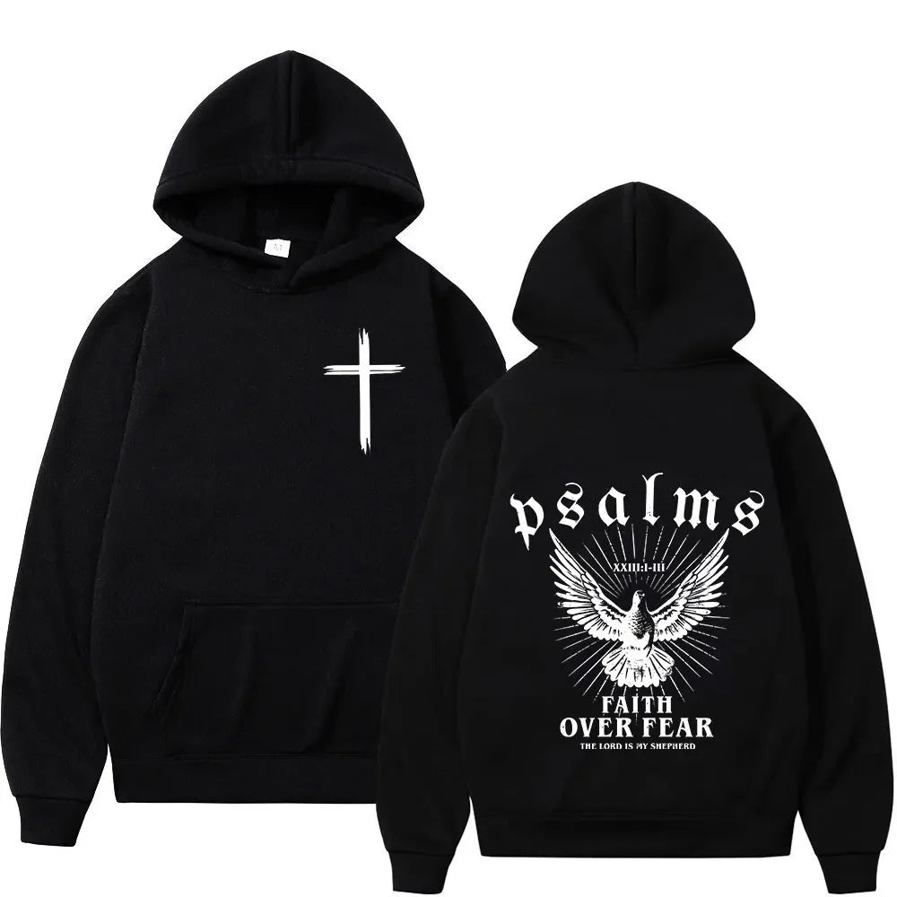 Christian Jesus Faith over Fear Bible Verse Hoodies Men'S Women High Quality Sweatshirts Fashion Vintage Pullovers Streetwear
