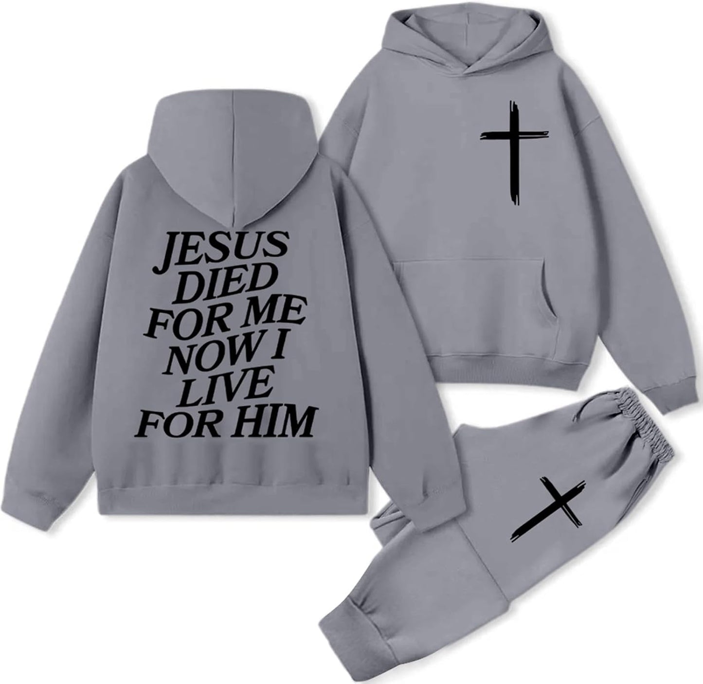 Women 2 Piece Sweatsuit Christian Oversized Jesus Hoodies and Sweatpants Set Athletic Long Sleeve Casual Faith Tracksuit