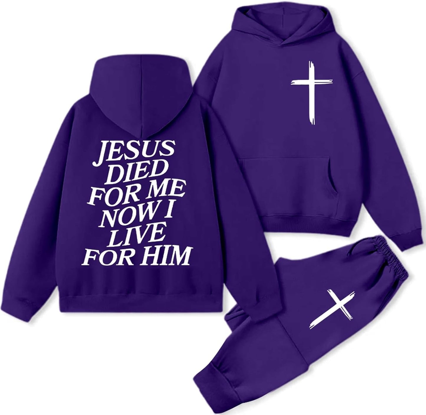 Women 2 Piece Sweatsuit Christian Oversized Jesus Hoodies and Sweatpants Set Athletic Long Sleeve Casual Faith Tracksuit