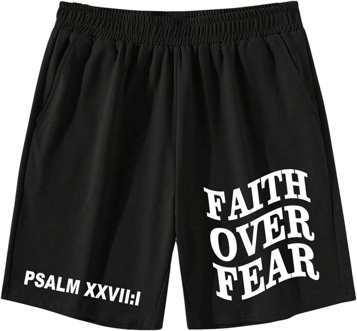 Men'S Letter Graphic Shorts Elastic High Waisted Straight Leg Street Track Shorts with Pockets