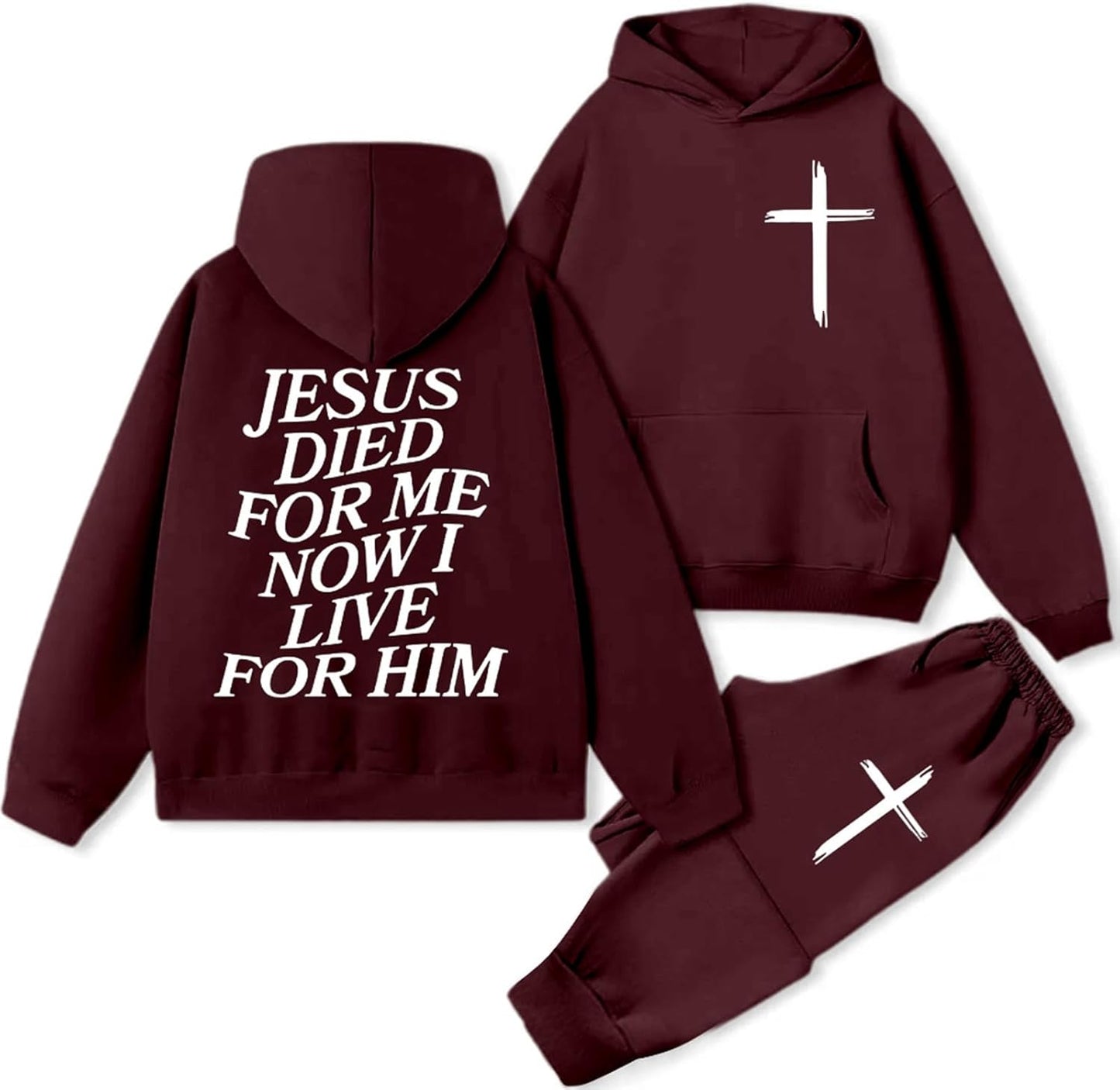 Women 2 Piece Sweatsuit Christian Oversized Jesus Hoodies and Sweatpants Set Athletic Long Sleeve Casual Faith Tracksuit