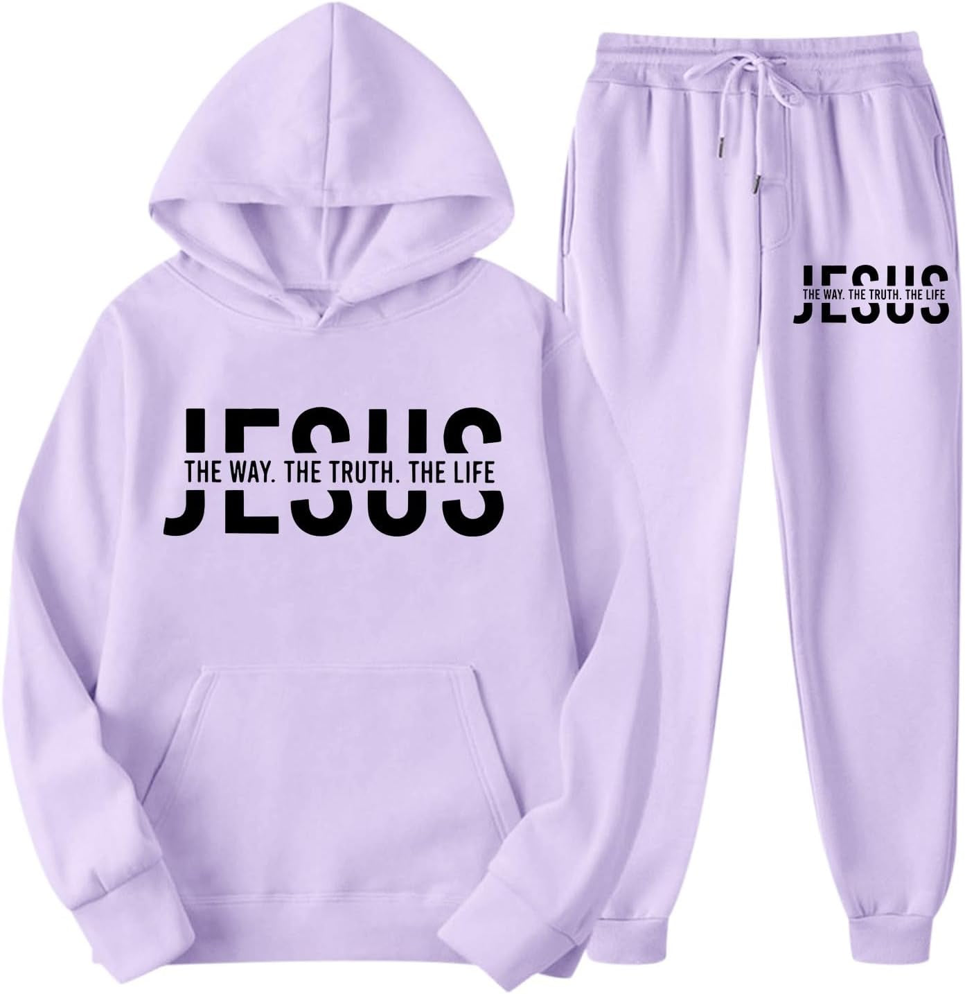 Women'S 2 Piece Christian Sweatsuit Outfits Gym Sports Long Sleeve Jesus Sweatsuits Sets Pant Warm Gym Activewear Set