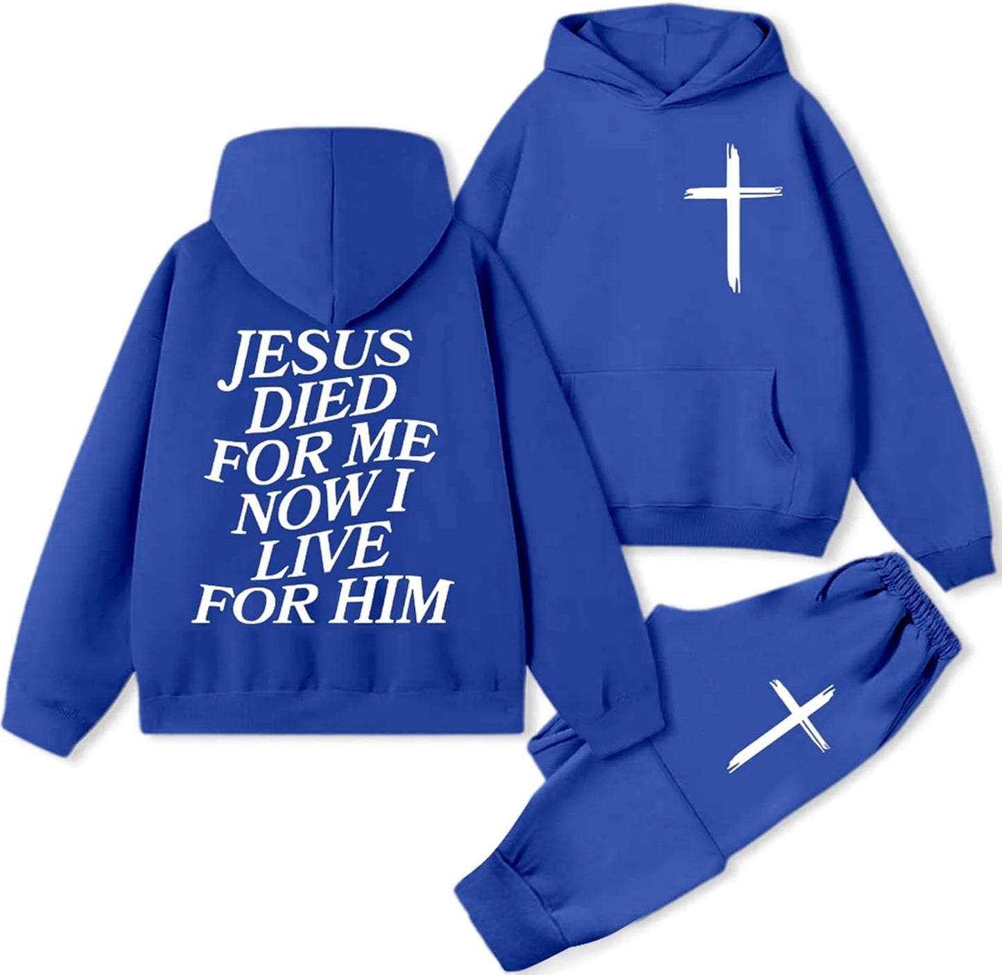 Women 2 Piece Sweatsuit Christian Oversized Jesus Hoodies and Sweatpants Set Athletic Long Sleeve Casual Faith Tracksuit