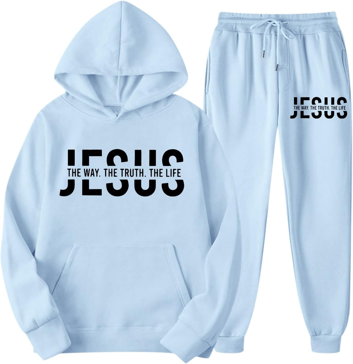 Women'S 2 Piece Christian Sweatsuit Outfits Gym Sports Long Sleeve Jesus Sweatsuits Sets Pant Warm Gym Activewear Set