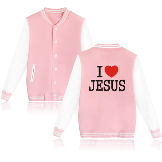 I LOVE JESUS Baseball Jacket Men/Women Uniform Coat Christian Faith Hoodie Sweatshirts JESUS Is COMING SOON Tracksuit Men Tops