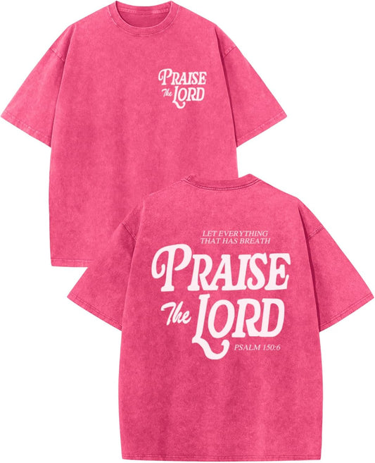 Christian Jesus Shirts for Men Religious Praise the Lord Bible Verse Shirt Oversized Graphic Tees Acid Wash Tshirt
