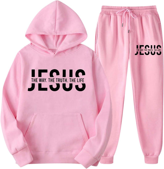 Women'S 2 Piece Christian Sweatsuit Outfits Gym Sports Long Sleeve Jesus Sweatsuits Sets Pant Warm Gym Activewear Set