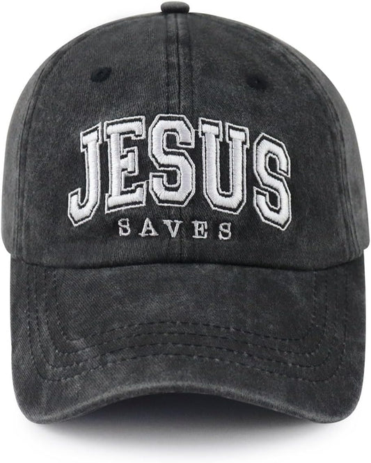 Jesus Saves Hats for Men Women, Funny Adjustable Cotton Christian Baseball Cap