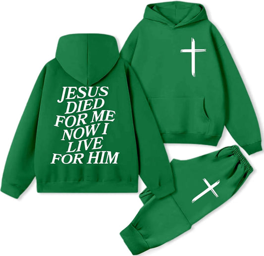 Women 2 Piece Sweatsuit Christian Oversized Jesus Hoodies and Sweatpants Set Athletic Long Sleeve Casual Faith Tracksuit