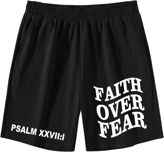 Men'S Letter Graphic Shorts Elastic High Waisted Straight Leg Street Track Shorts with Pockets