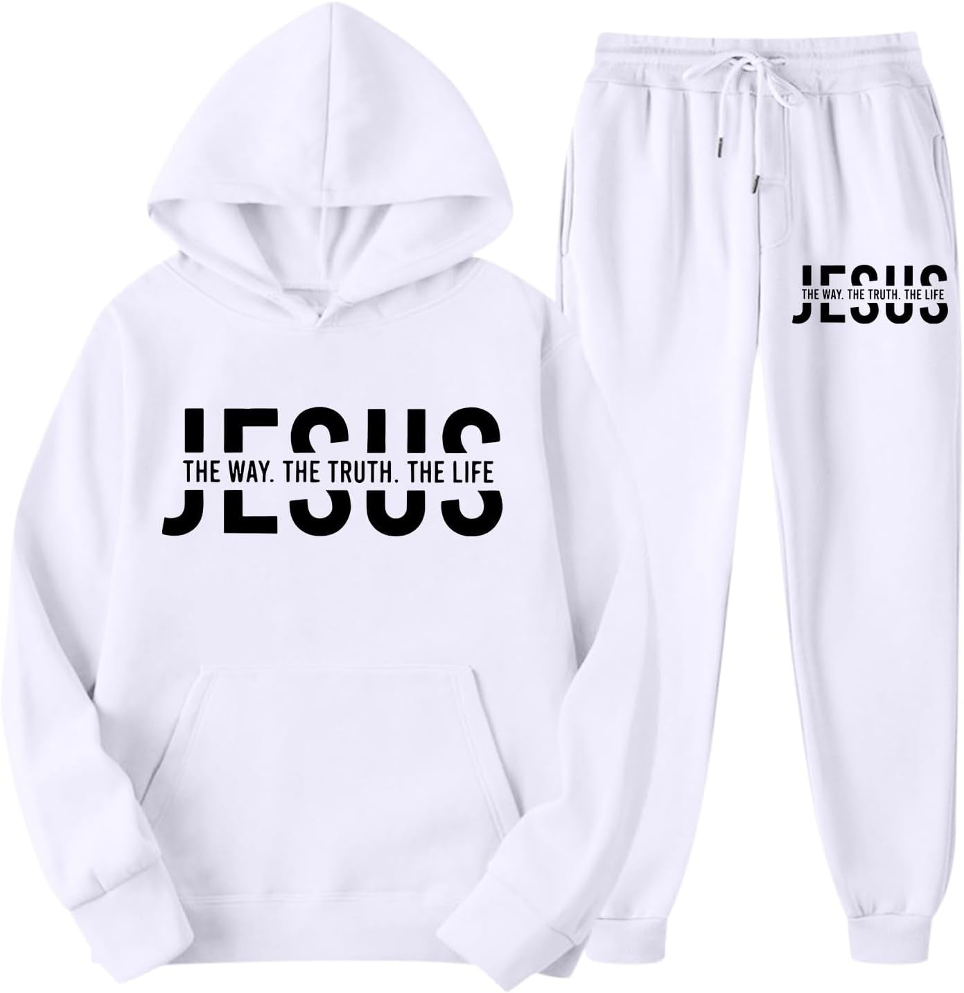 Women'S 2 Piece Christian Sweatsuit Outfits Gym Sports Long Sleeve Jesus Sweatsuits Sets Pant Warm Gym Activewear Set