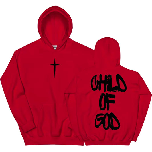 Child of God Jesus Faith Christian Hoodies Winter Warm Fleece Male Hooded Sweatshirt Letter Graphic Printing Pullover Streetwear